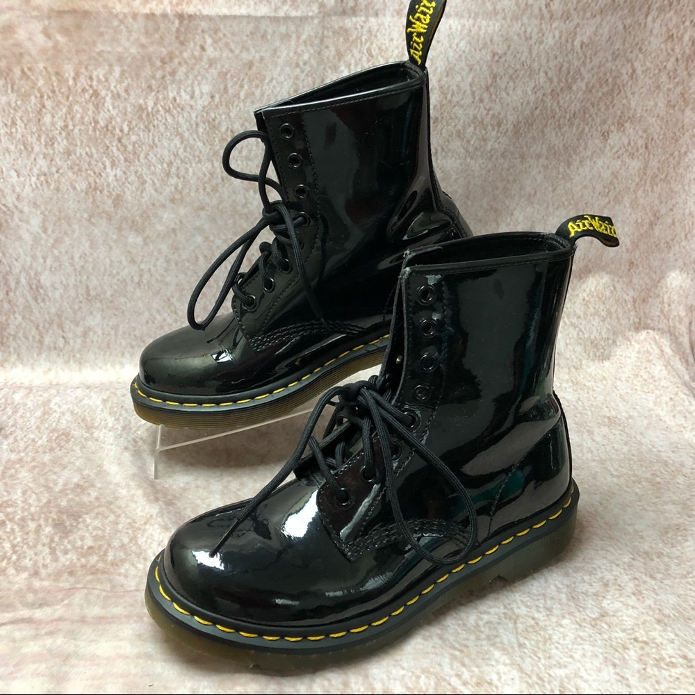 Womens Dr. Marten's 1460 Black Patent Lamper Boots